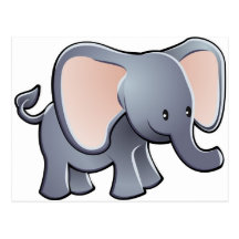 loveable elephant children’s cartoon character postcard
