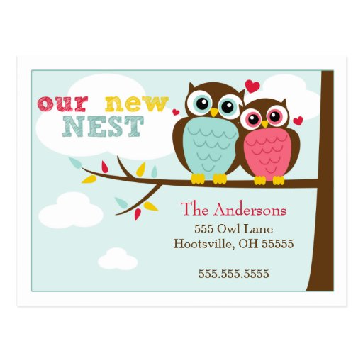 moving home cards template loveable owls moving announcements postcards zazzle moving home cards template loveable owls moving announcements postcards zazzle