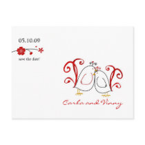 Lovebirds and Cherry Blossoms Save the Date Card