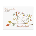 Lovebirds on Branches Save the Dates postcards