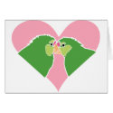 Lovebirds Pink Heart Green Parrots Clipart cards