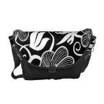 lovely art deco black and white floral etch courier bag
