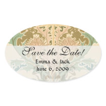 lovely art nouveau floral botanical  pattern oval stickers