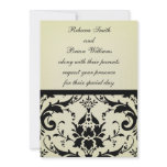 Lovely Black and Tan Damask Wedding Invitation