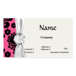 lovely black damask on bright pink chic business card template