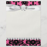 lovely black damask on bright pink chic flyers