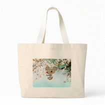 Lovely blooming Koala cotton canvas tote washable Canvas Bags