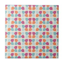 Lovely Blue Purple Peach Orange Leaf Patterns Ceramic Tile
