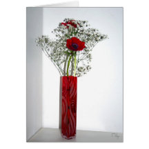Lovely carved red vase greeting card