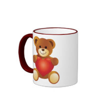 Lovely Cute Bear Holding a Love Heart Mug