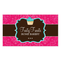 Lovely Damask Cupcake Business Cards