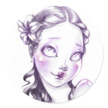 Lovely face autocollant rond