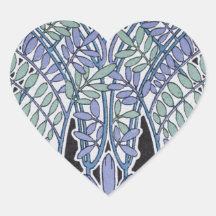 lovely lavender pastel art nouveau vintage floral heart sticker