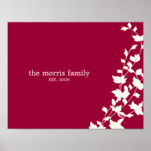 Lovely Leaves Personalised Wall Art -Cranberry- Poster