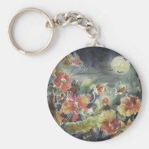 Lovely Night Garden Painting Key Chains