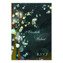 Lovely Night Tree Wedding RSVP Cards (3.5x5) Invitations