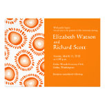 Lovely orange funky flowers wedding invitation