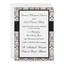 lovely ornate cream ivory on grey taupe damask custom invites