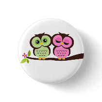 Lovely Owls Pinback Buttons