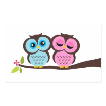 Lovely Owls Rectangular Stickers