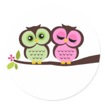 Lovely Owls Round Stickers