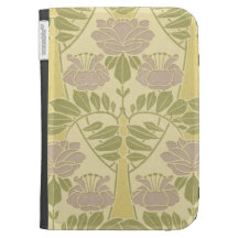 lovely pastel art nouveau floral design kindle folio cases