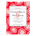 Lovely red funky flowers wedding invitation