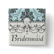 Lovely rose black and baby blue damask pins