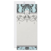 Lovely rose black and baby blue damask personalised rack card