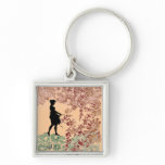 Lovely Silhouette Girl In Peach keychains