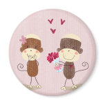 Lovely Sock Monkey Couple Magnet