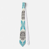 lovely taupe cream blue ornate damask necktie