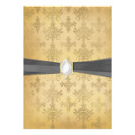 lovely vintage distressed gold damask personalized announcements