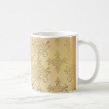 lovely vintage distressed gold damask mug