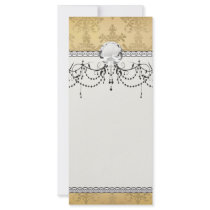 lovely vintage distressed gold damask personalized rack card