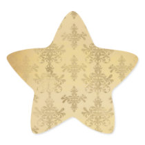 lovely vintage distressed gold damask star sticker