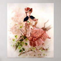 Lovely Vintage Lady In Pink Dress