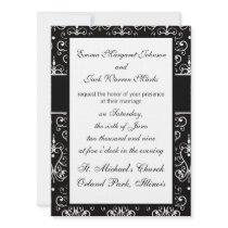 lovely white black heart chandelier chic damask personalized announcements