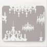 lovely white chandelier damask on grey silver mousemats