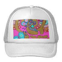 Lovers Broken Hearts & Tears Day Of The Dead Mesh Hat