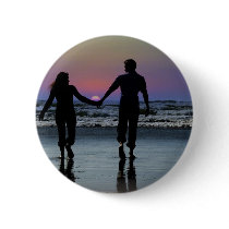 Lovers Holding Hands Walking into the Beach Sunset Pin