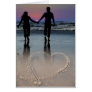 Lovers Holding Hands Walking into the Beach Sunset Cards
