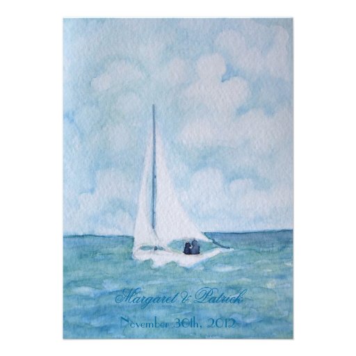 Lovers on a sailboat -Save the Date Personalised Invitation