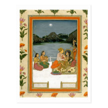 Lovers on a terrace by a moonlit lake, from the Sm Postcard