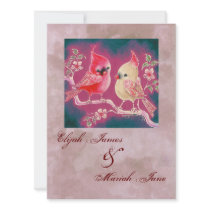 Loving Cardinal Pair For Wedding Personalised Announcements