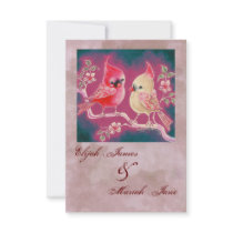 Loving Cardinal Pair For Wedding Personalised Announcement