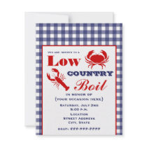 Low Country Boil Crab & Lobster Blue Gingham