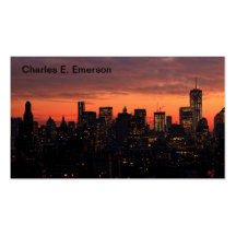 Lower Manhattan Skyline at Twilight, Pink Sky A1 Business Cards