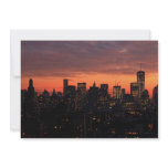 Lower Manhattan Skyline at Twilight, Pink Sky A1 invitations