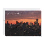 Lower Manhattan Skyline at Twilight, Pink Sky A1 invitations